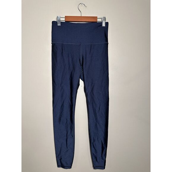 Athleta Elation Shine Tight Navy Blue Womens Size Small Metallic Leggings Gym - Picture 3 of 7